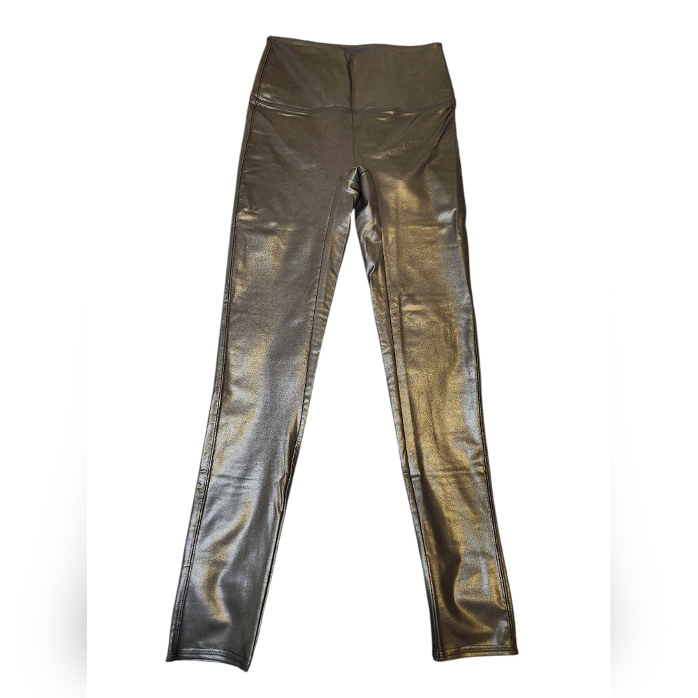 Jane and Bleecker Faux Leather Leggings Black High Rise Stretch Pants Size Large - Picture 2 of 7